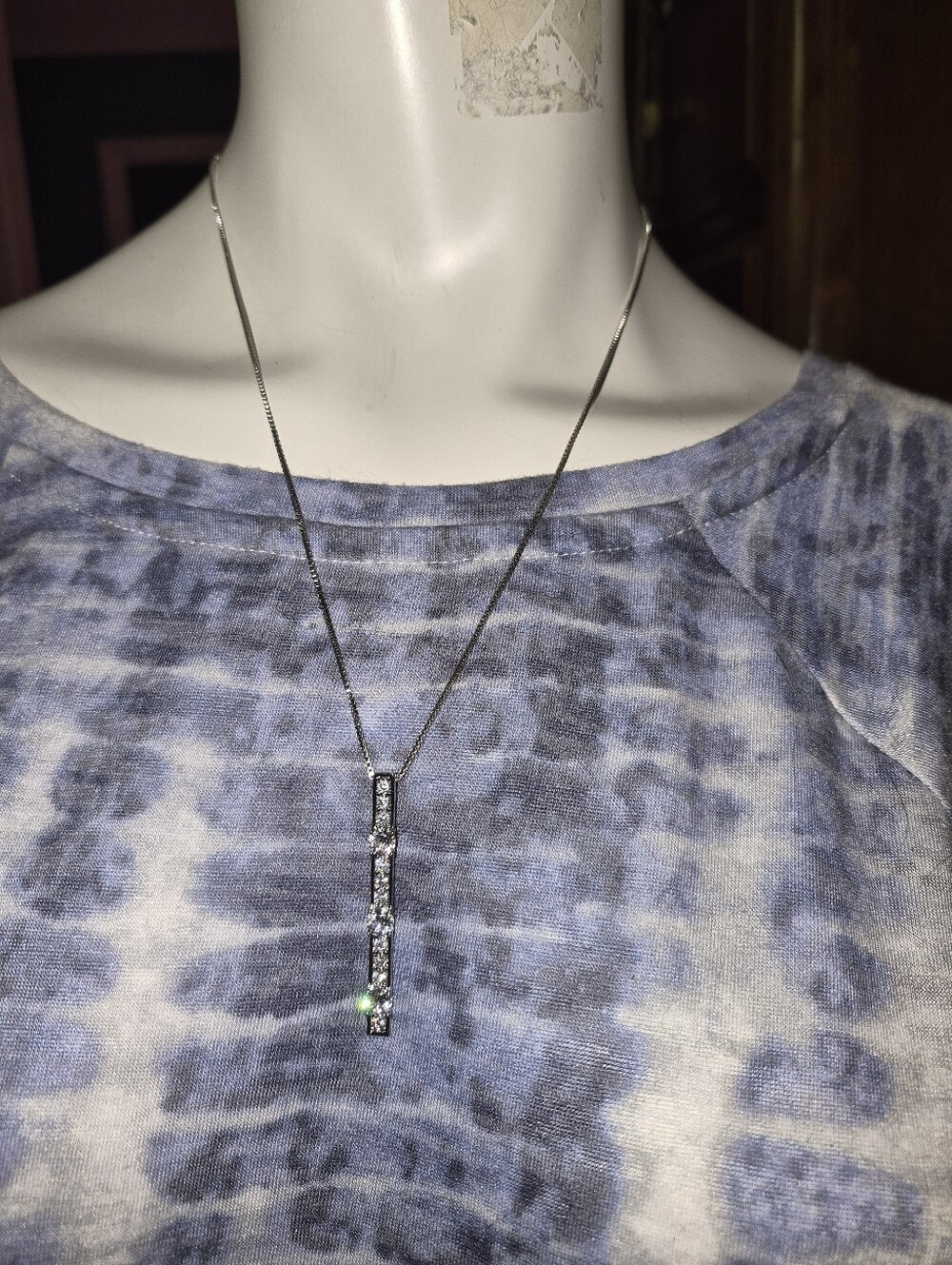 Fifth Avenue Collection Swarovski Crystal Vertical Drop  Bar Pendant Necklace